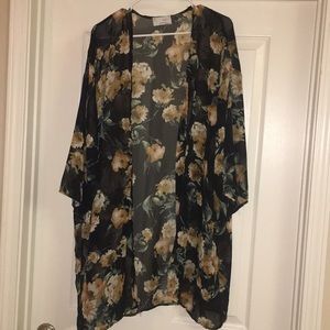 Sheer floral kimono